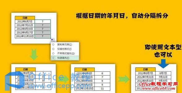 excel 2013快速填充讲解三：根据日期进行拆分