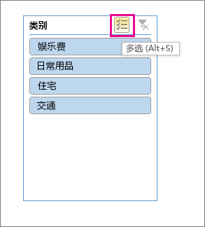 突出显示多选按钮的切片器选项