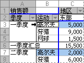 选定数据透视表项的所有实例的示例